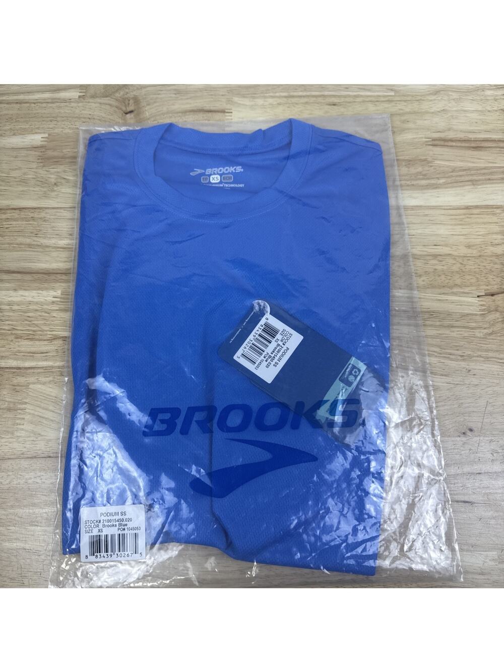 Brooks Podium Short Sleeve T-Shirt Mens Size XS Blue Running Outdoor Active Top